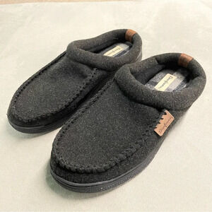 Dearfoams Men's Wool Slippers Clog Shoe L 11-12 Slip On Memory Foam Black